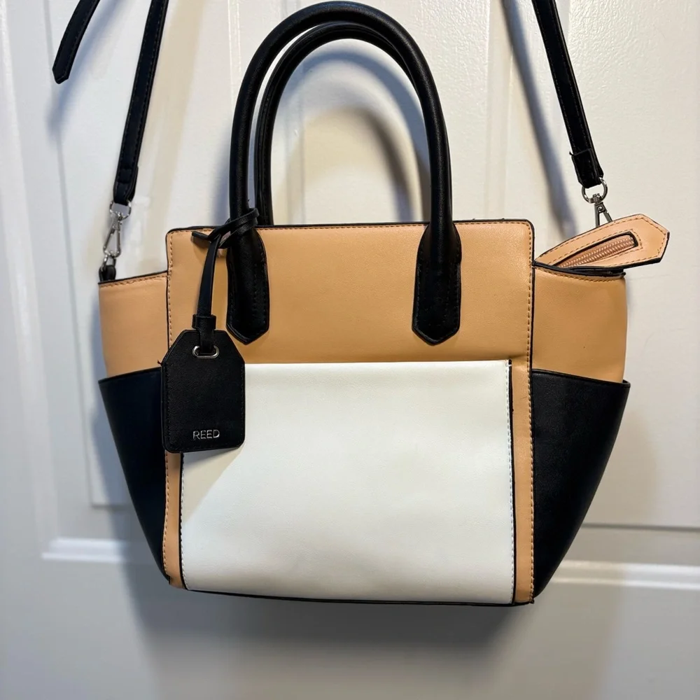 REED by Reed Krakoff for Kohl’s Women's Color Block Satchel Black, Tan, Cream